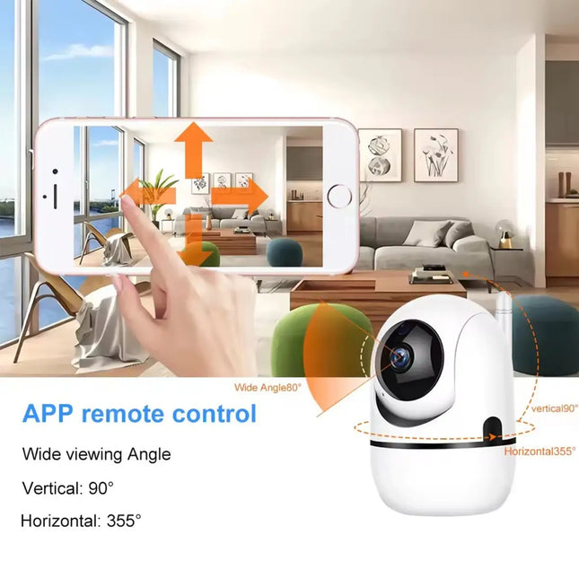 Zevlix Indoor Security Camera 1080p WiFi Camera 360 Degree Home , Night Vision, 2-Way Audio, Human Detection, Motion Tracking, Sound Detection-White