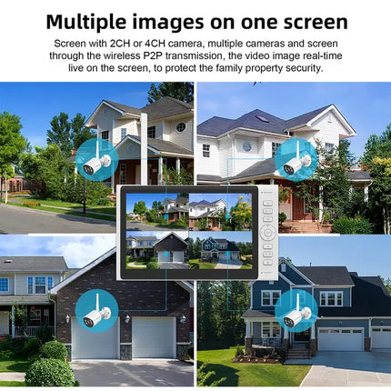 Zevlix 4CH Outdoor Security Camera with 7-inch surveillance screen,NVR Wireless Recorder Surveillance kit 2MP HD Pixels