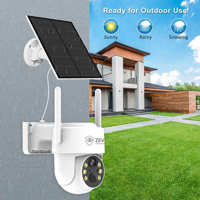 Zevlix  Outdoor Security Camera Wireless Battery Powered,Solar low Power PTZ Security Camera