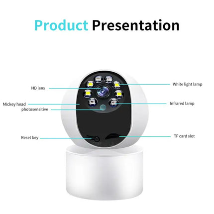 Zevlix  Indoor baby surveillance camera HD night vision monitor-White