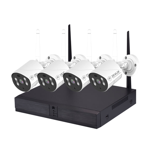 Zevlix  4-Pack Outdoor Wireless Security Camera System,NVR Wireless Recorder Surveillance kit 3MP HD Pixels