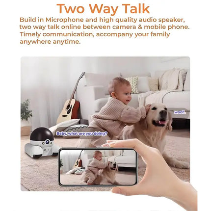 Zevlix Wireless Robot Camera with Dual HD 360 Rotating Lens,Remote APP Control, Indoor Smart Home Security, Night Vision,Watching Pet, Accompanying The Elderly, 2-Way Audio
