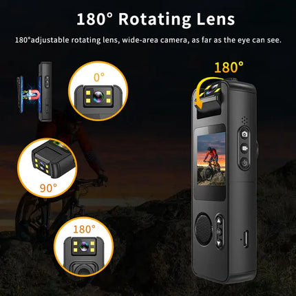 Zevlix  Wireless wifi HD camera 1080 recorder outdoor shooting law enforcement back clip handheld video recorder- Black