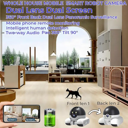 Zevlix Wireless Robot Camera with Dual HD 360 Rotating Lens,Remote APP Control, Indoor Smart Home Security, Night Vision,Watching Pet, Accompanying The Elderly, 2-Way Audio
