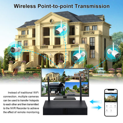 Zevlix  4-Pack Outdoor Wireless Security Camera System,NVR Wireless Recorder Surveillance kit 3MP HD Pixels