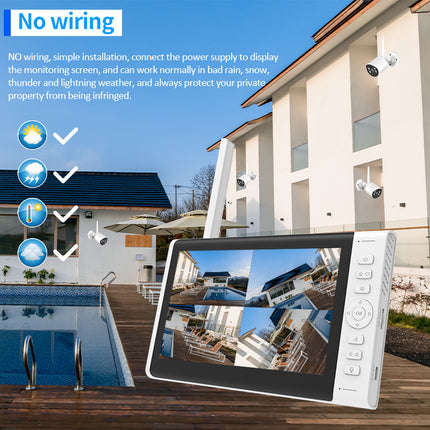 Zevlix  4CH Outdoor Security Camera with 7-inch surveillance screen,NVR Wireless Recorder Surveillance kit 2MP HD Pixels
