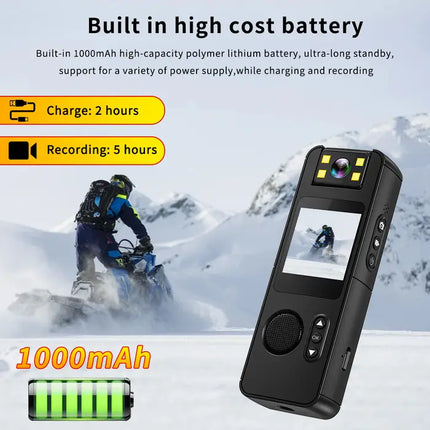 Zevlix  Wireless wifi HD camera 1080 recorder outdoor shooting law enforcement back clip handheld video recorder- Black