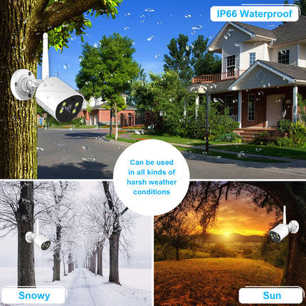 Zevlix  4-Pack Outdoor Wireless Security Camera System,NVR Wireless Recorder Surveillance kit 3MP HD Pixels