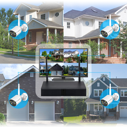 Zevlix  4-Pack Outdoor Wireless Security Camera System,NVR Wireless Recorder Surveillance kit 3MP HD Pixels