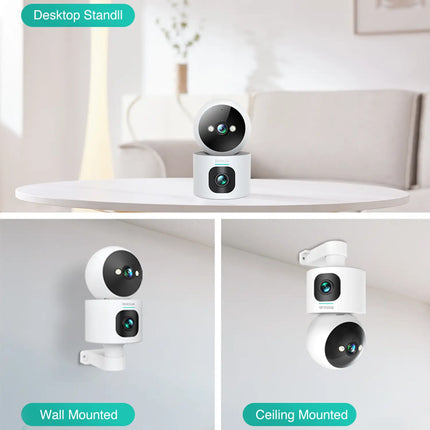 Zevlix  2K Dual-Lens Pan & Tilt WiFi Security Camera | Smart Tracking, Motion Detection, Night Vision, Two-Way Audio, Works with Alexa & Google Assistant
