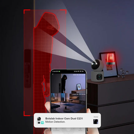 Zevlix  2K Dual-Lens Pan & Tilt WiFi Security Camera | Smart Tracking, Motion Detection, Night Vision, Two-Way Audio, Works with Alexa & Google Assistant