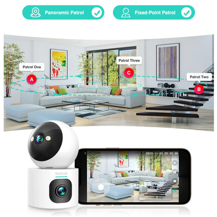 Zevlix  2K Dual-Lens Pan & Tilt WiFi Security Camera | Smart Tracking, Motion Detection, Night Vision, Two-Way Audio, Works with Alexa & Google Assistant