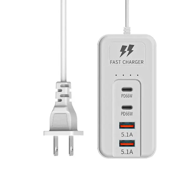 4 Ports (2 USB＋2 Type-C）Charging Adapter Comes with Type-c Cable-White