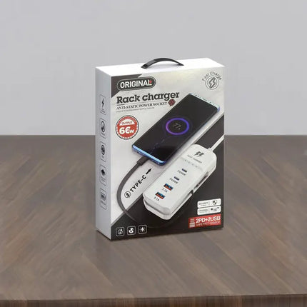 4 Ports (2 USB＋2 Type-C）Charging Adapter Comes with Type-c Cable-White