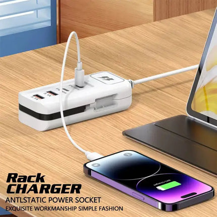 4 Ports (2 USB＋2 Type-C）Charging Adapter Comes with Type-c Cable-White