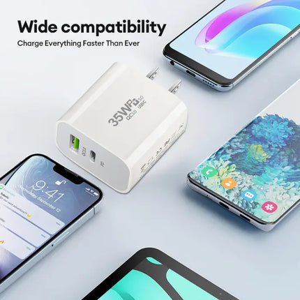 35W Dual Port (USB+Tyep-C) USB Power Adapter Type C Fast Charging Plug