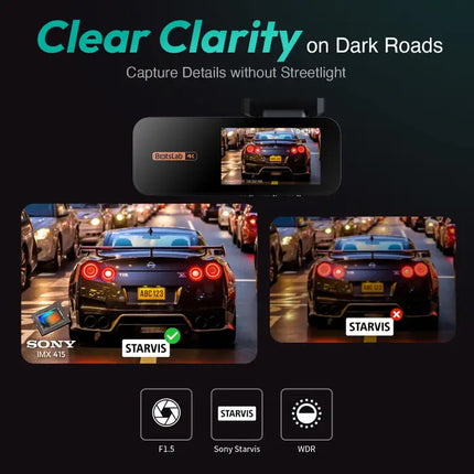 Zevlix 4K Smart Dash Cam Pro Night Vision, Wide-Angle, AI Safety