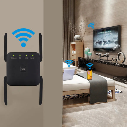 Zevlix WiFi Extender 5G 1200Mbps Wi-Fi Signal Booster Amplifier for Home WiFi 2.4GHz Dual Band Wireless Repeater with Strong,4 Antennas 360° Coverage with Ethernet Port AP Mode