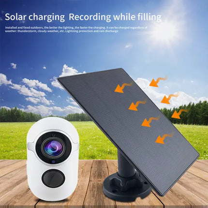 Zevlix  Household wifi high-definition camera solar infrared detection sensing monitor-White