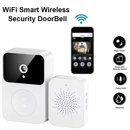 Zevlix Smart Wireless Door Bell Camera Video Wifi Voice Intelligent Visual Doorbell Intercom-White