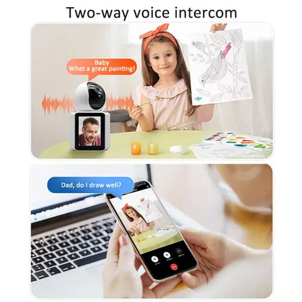 Zevlix WiFi Wireless Camera Two-Way Video/Audio Indoor Camera, Child/Elder/Dog/Pet Camera with Phone App, 1080P Home Security Camera with Night Vision, One-Button Call，Motion Detection, Humanoid Detection-White
