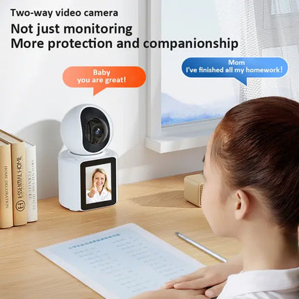 Zevlix WiFi Wireless Camera Two-Way Video/Audio Indoor Camera, Child/Elder/Dog/Pet Camera with Phone App, 1080P Home Security Camera with Night Vision, One-Button Call，Motion Detection, Humanoid Detection-White