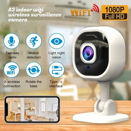 Zevlix  A3 Wireless Surveillance Camera Home Indoor Wifi Monitor 1080 HD Security Network Camera-White