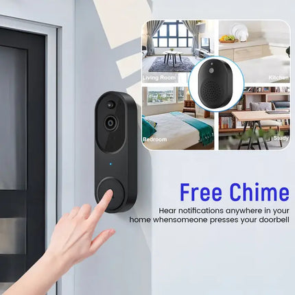 Zevlix  1080P Wireless Video Doorbell Camera, AI Human Detection, Live View, Night Vision, Chime Ringer, Instant Alerts, 2.4G WiFi，Free Chime