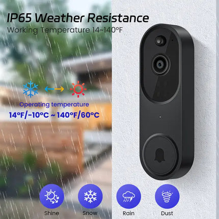Zevlix 1080P Wireless Video Doorbell Camera, AI Human Detection, Live View, Night Vision, Chime Ringer, Instant Alerts, 2.4G WiFi，Plug Type Ringtone