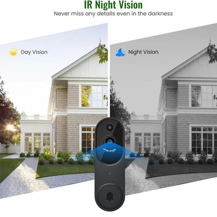 Zevlix 1080P Wireless Video Doorbell Camera, AI Human Detection, Live View, Night Vision, Chime Ringer, Instant Alerts, 2.4G WiFi，Plug Type Ringtone