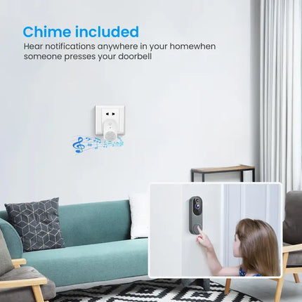 Zevlix 1080P Wireless Video Doorbell Camera, AI Human Detection, Live View, Night Vision, Chime Ringer, Instant Alerts, 2.4G WiFi，Plug Type Ringtone