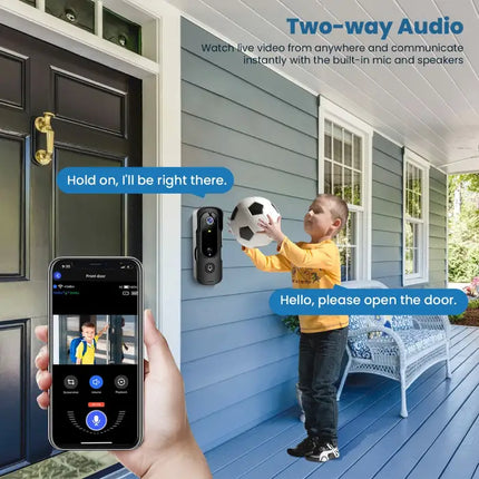 Zevlix Smart Wireless Doorbell Motion Detection Humanoid Recognition Home HD 1080P-Black