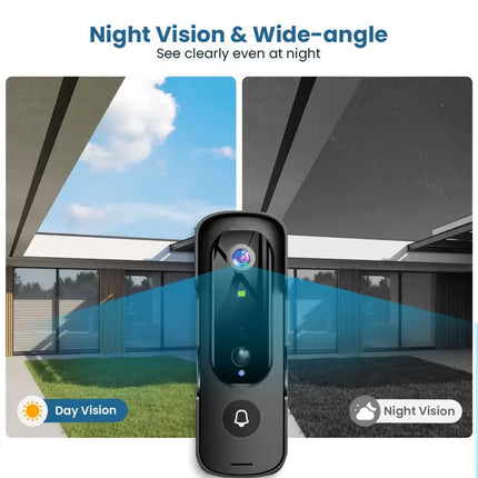 Zevlix Smart Wireless Doorbell Motion Detection Humanoid Recognition Home HD 1080P-Black