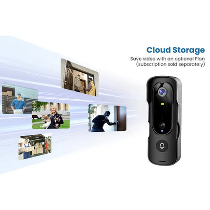 Zevlix Smart Wireless Doorbell Motion Detection Humanoid Recognition Home HD 1080P-Black