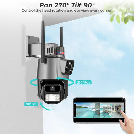 Zevlix Dual-Lens 360° Outdoor Wi-Fi PTZ Camera (1080p)