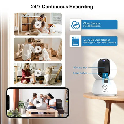 Zevlix  Wifi 360° panoramic monitoring 4MP Indoor Camera
